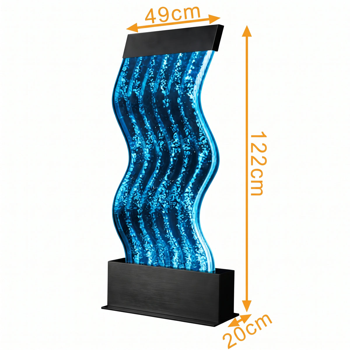 Linear Sensory Bubble Wall Panel (120x45cm, Black) – Rectangular Illuminated Bubble Column & Water Screen Partition with Multi-Color LED & Remote Control for Snoezelen & Sensory Rooms (Model HTSS-08A)