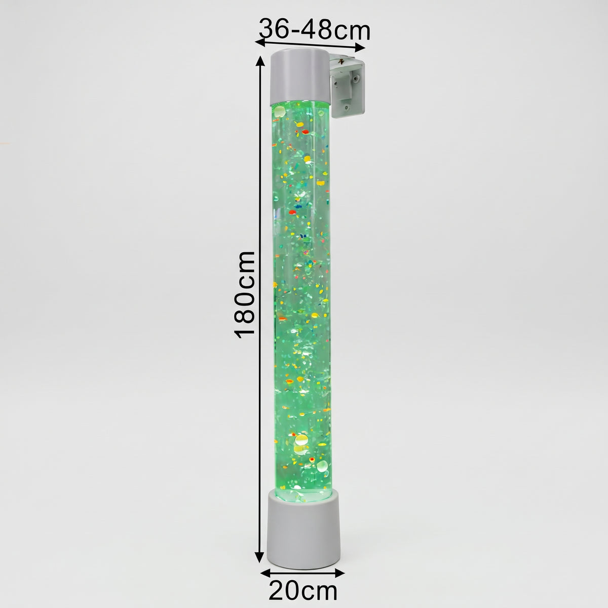 1.8m Sensory Bubble Column with Floating Ping Pong Balls (White) – Floor-Standing LED Bubble Tube Lamp with Multi-Color Remote, 36-48cm Telescopic Wall Bracket & Multi-Controller Compatibility for Snoezelen & OT Rooms (Model HTSS-1315)