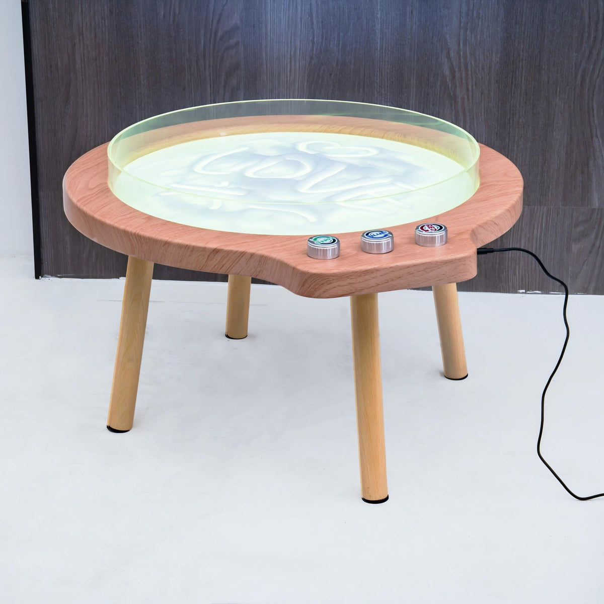 Wooden Sensory Dimmable Play Table (Model HTSS74A) – RGB Color Mixing Light Activity Table for Tracing, Shadow Play & Sand Art