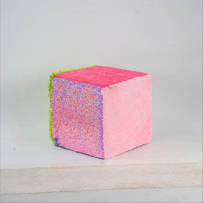 Multi-Sensory Tactile Cube (30cm) – 6-Sided Sensory Activity Block with Reversible Sequins, Plush & Textured Fabrics for OT Therapy & Kids
