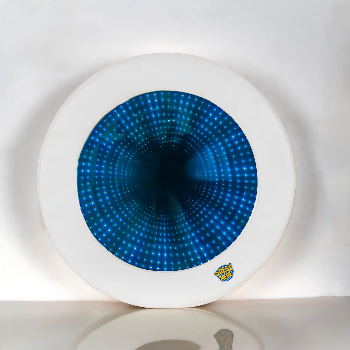 Rechargeable Round Sensory Infinity Mirror (50cm) – Soft Padded Cordless Optical Illusion LED Light with Hidden Touch Button for Autism & Sensory Rooms