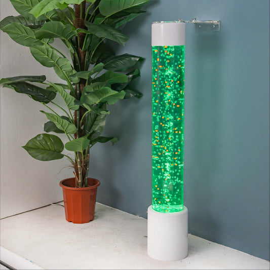 1.1m Sensory Bubble Column with 15cm Tube (White) – Floor-Standing LED Bubble Tube Lamp with Simulation Fish, Multi-Color Remote, 36-48cm Telescopic Wall Bracket & Multi-Controller Compatibility for Snoezelen & OT Rooms (Model HTSS15B)
