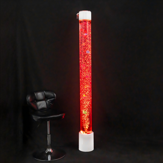 1.8m Sensory Bubble Column – Floor-Standing LED Bubble Tube Lamp with Simulation Fish, Multi-Color Remote, 36-48cm Telescopic Wall Bracket & Snoezelen Room Decor (Model HTSS-13B)