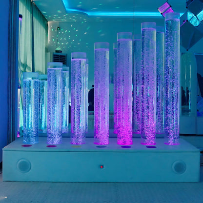 Melody Bubbles Lamp Set with Interactive Music & 7 Bubble Columns (Model HTS-18) – Multi-Sensory LED Water Column Display with PU Upholstered Bench, Dual Speakers & Push Buttons for Snoezelen & OT Rooms