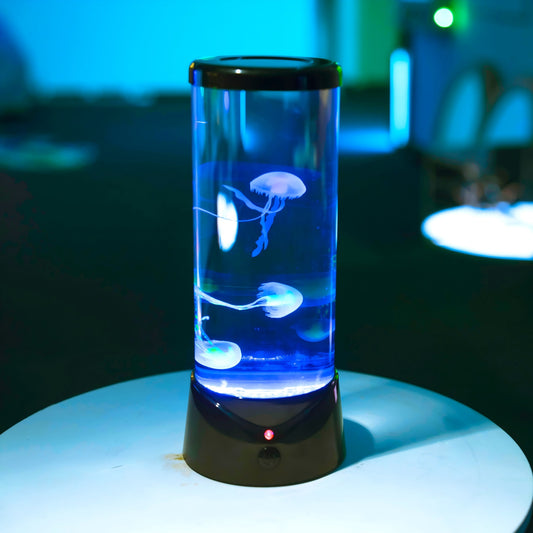 Dream Sensory Jellyfish Aquarium Lamp (28.5cm, Black) – Color-Changing LED Ocean Mood Night Light for Autism, Anxiety Relief & Sensory Rooms (Model HTSS-70)