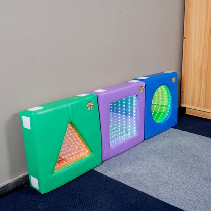 Soft Padded Modular Infinity Mirror Set – Portable Sensory Optical Illusion LED Blocks for Autism, OT Therapy & Snoezelen Rooms