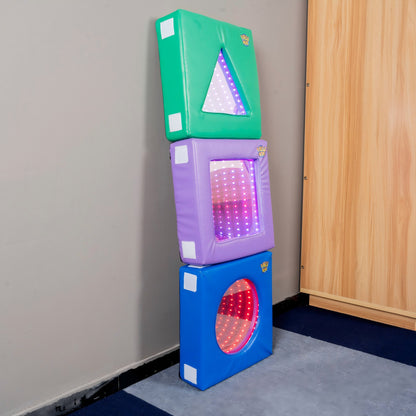 Soft Padded Modular Infinity Mirror Set – Portable Sensory Optical Illusion LED Blocks for Autism, OT Therapy & Snoezelen Rooms