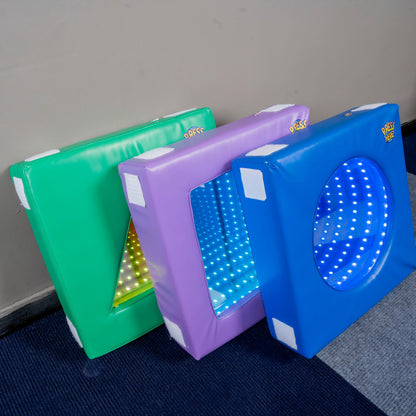 Soft Padded Modular Infinity Mirror Set – Portable Sensory Optical Illusion LED Blocks for Autism, OT Therapy & Snoezelen Rooms