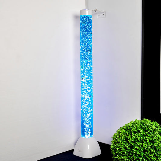 105cm Trapezoidal Base Sensory Bubble Tube (White) – Floor-Standing LED Bubble Column Lamp with Movable-Tail Fish, Multi-Color Remote, Adjustable Wall Bracket & Multi-Controller Compatibility for Snoezelen & OT Rooms (Model HTS14)