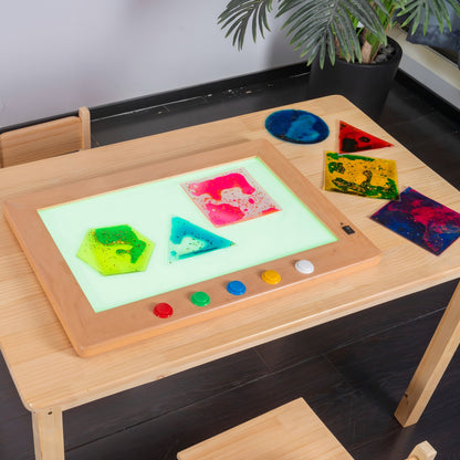 Wooden Frame Sensory LED Light Pad (55x45cm) – Multi-Color Illuminated Tracing & Activity Board with Tactile Push Buttons for Kids, OT & Classrooms