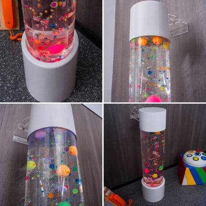 1.5m Sensory Bubble Column with Floating Balls (White) – Floor-Standing LED Bubble Tube Lamp with Multi-Color Remote, 36-48cm Telescopic Wall Bracket & Multi-Controller Compatibility for Snoezelen & OT Rooms (Model HTSS-1318)