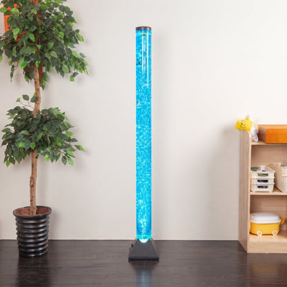 152cm Tall Trapezoidal Base Sensory Bubble Tube (Black) – Floor-Standing LED Bubble Column Lamp with Movable-Tail Fish, Multi-Color Remote, Adjustable Air Flow & Multi-Controller Compatibility for Snoezelen & OT Rooms (Model HTSS12S)