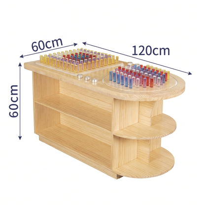 Dual-Zone Dimmable Sensory Light Table with Pegboard (120x60cm) – Wooden Activity Station with Storage Shelves & Light-Up Pegs for Kids, OT & Montessori Classrooms