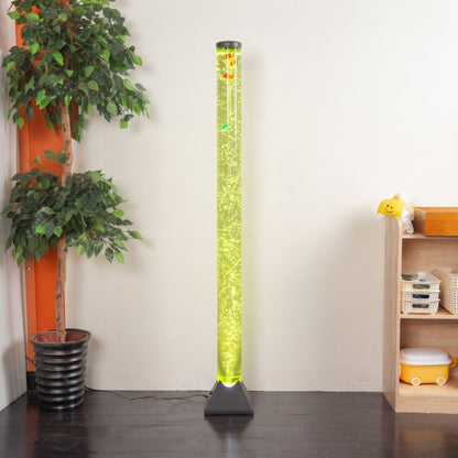 152cm Tall Trapezoidal Base Sensory Bubble Tube (Black) – Floor-Standing LED Bubble Column Lamp with Movable-Tail Fish, Multi-Color Remote, Adjustable Air Flow & Multi-Controller Compatibility for Snoezelen & OT Rooms (Model HTSS12S)