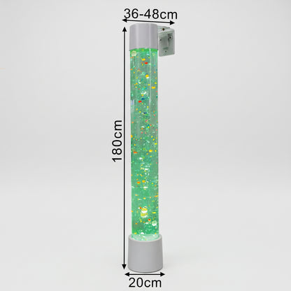 1.8m Sensory Bubble Column with Floating Ping Pong Balls (White) – Floor-Standing LED Bubble Tube Lamp with Multi-Color Remote, 36-48cm Telescopic Wall Bracket & Multi-Controller Compatibility for Snoezelen & OT Rooms (Model HTSS-1315)