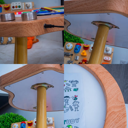 Wooden Sensory Dimmable Play Table (Model HTSS74A) – RGB Color Mixing Light Activity Table for Tracing, Shadow Play & Sand Art