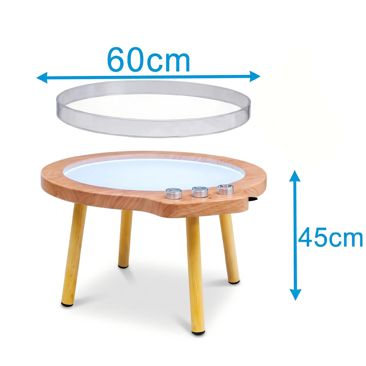 Wooden Sensory Dimmable Play Table (Model HTSS74A) – RGB Color Mixing Light Activity Table for Tracing, Shadow Play & Sand Art
