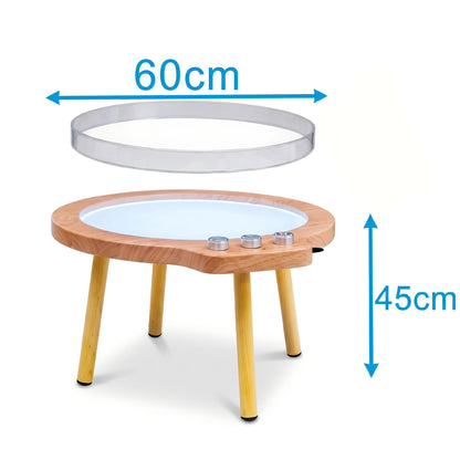 Wooden Sensory Dimmable Play Table (Model HTSS74A) – RGB Color Mixing Light Activity Table for Tracing, Shadow Play & Sand Art