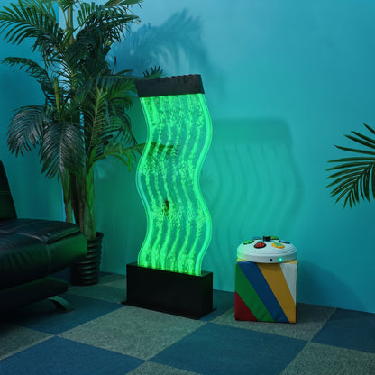 Linear Sensory Bubble Wall Panel (120x45cm, Black) – Rectangular Illuminated Bubble Column & Water Screen Partition with Multi-Color LED & Remote Control for Snoezelen & Sensory Rooms (Model HTSS-08A)