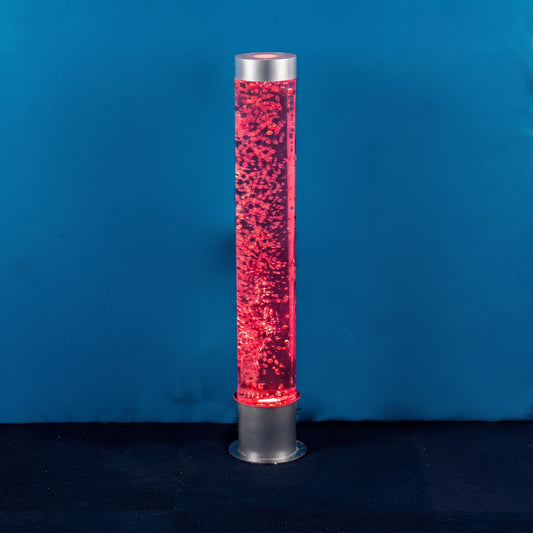 Sensory Bubble Tube with Floating Colorful Beads (100cm, Gray) – Floor-Standing LED Bubble Column Water Lamp with Multi-Color Remote & Multi-Controller Compatibility for Snoezelen & OT Rooms (Model HTS21)