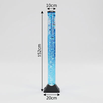 152cm Tall Trapezoidal Base Sensory Bubble Tube (Black) – Floor-Standing LED Bubble Column Lamp with Movable-Tail Fish, Multi-Color Remote, Adjustable Air Flow & Multi-Controller Compatibility for Snoezelen & OT Rooms (Model HTSS12S)