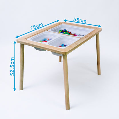 Multi-Functional Kids Sensory Table with 2 Chairs & Removable Storage Bins – Wooden Activity & Play Table Set for Kids