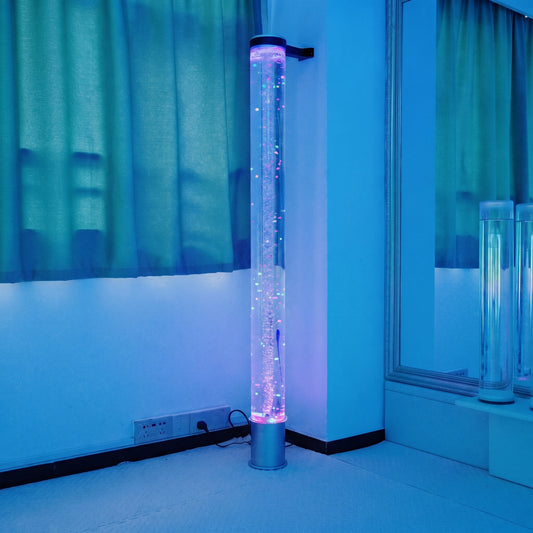 180cm Double-Layer Sensory Bubble Column with Floating Colorful Beads – Tall Floor-Standing LED Bubble Tube Water Lamp with Multi-Color Remote & Multi-Controller Compatibility for Snoezelen & OT Rooms (Model HTS-13B)