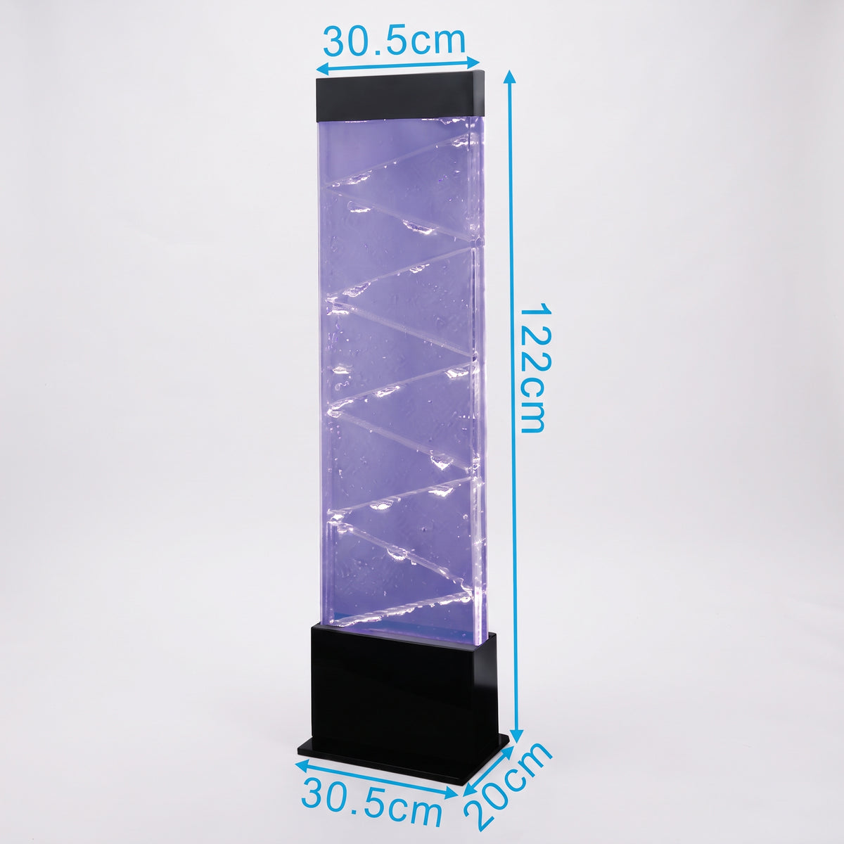 Interactive Triangular Sensory Bubble Wall Panel B (122cm, Black) – Corner-Fitting Illuminated Bubble Column & Water Screen with Multi-Controller Compatibility for Snoezelen & OT Rooms (Model HTSS08D)