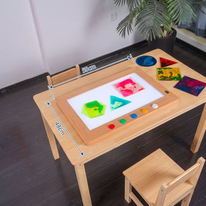Wooden Frame Sensory LED Light Pad (55x45cm) – Multi-Color Illuminated Tracing & Activity Board with Tactile Push Buttons for Kids, OT & Classrooms