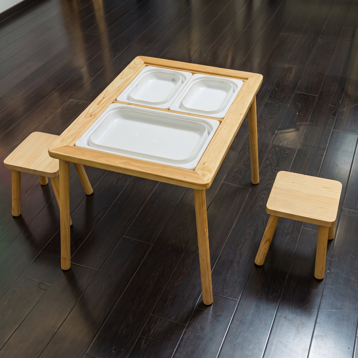 Multi-Functional Kids Sensory Table with 2 Chairs & Removable Storage Bins – Wooden Activity & Play Table Set for Kids